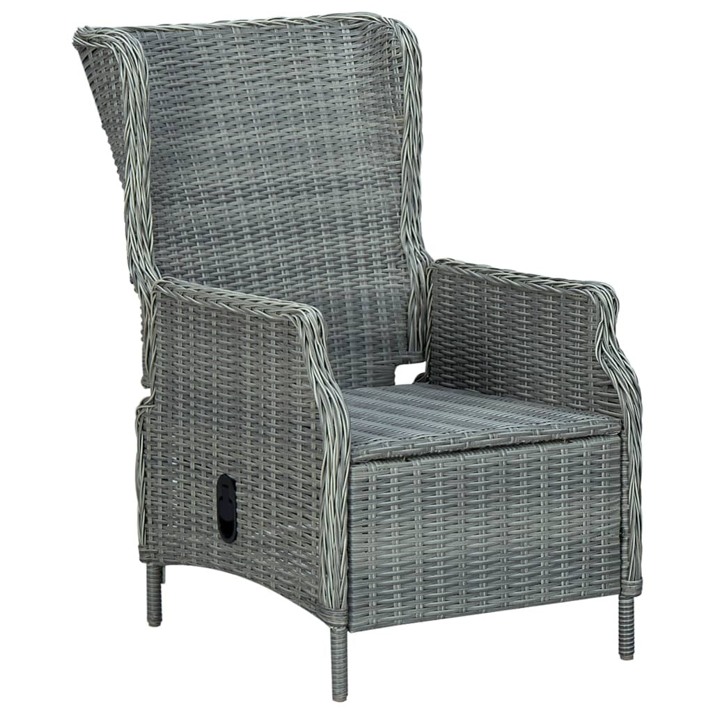 Adjustable Garden Chair with Cushions Poly Rattan Light Grey