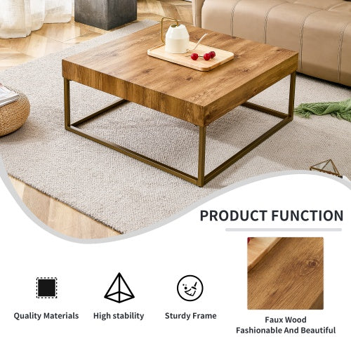 Modern Rectangular Coffee Table, Dining Table. MDF Desktop With Metal Legs. Suitable For Restaurants And Living Rooms. The Size  31.5x31.5x14.37 CJDropshipping