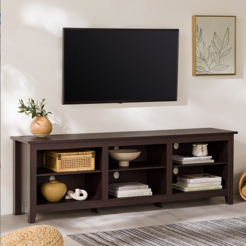 Modern Transitional 3-Shelf Open Storage TV Stand For Espresso