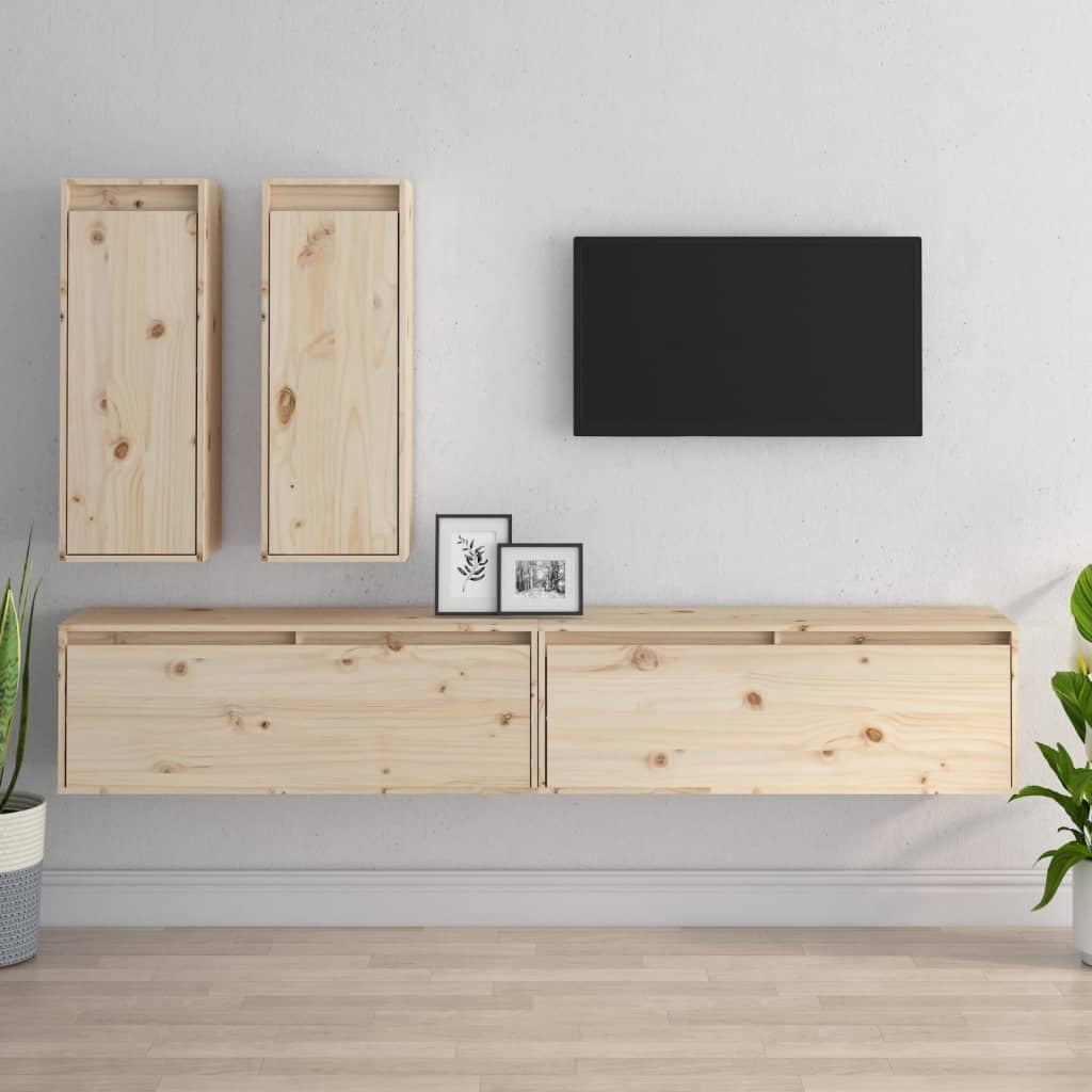 TV Cabinets 4 pcs Solid Pinewood