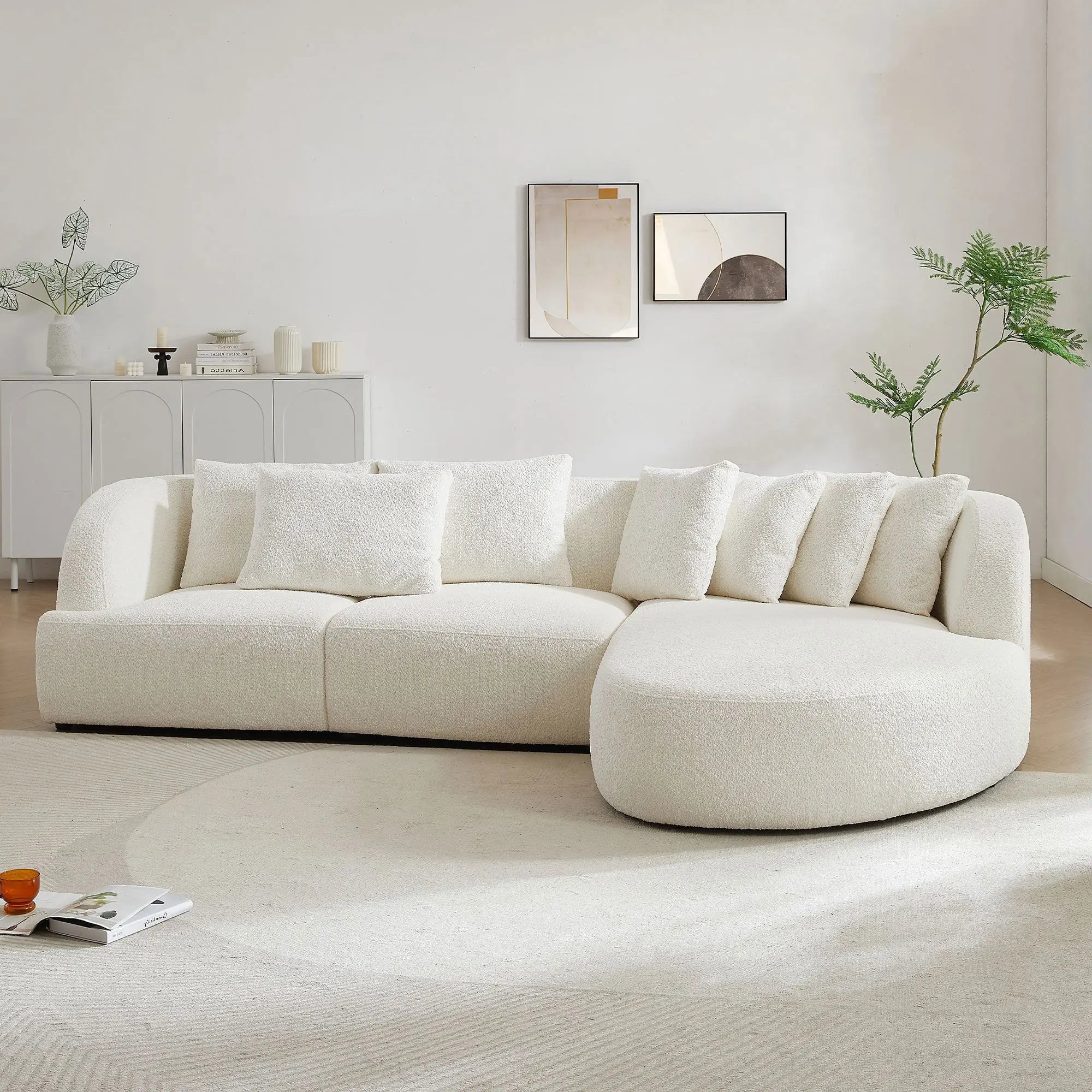Boucle sofa,Modular Sectional Couch for Living Room Apartment Olive Phaedra