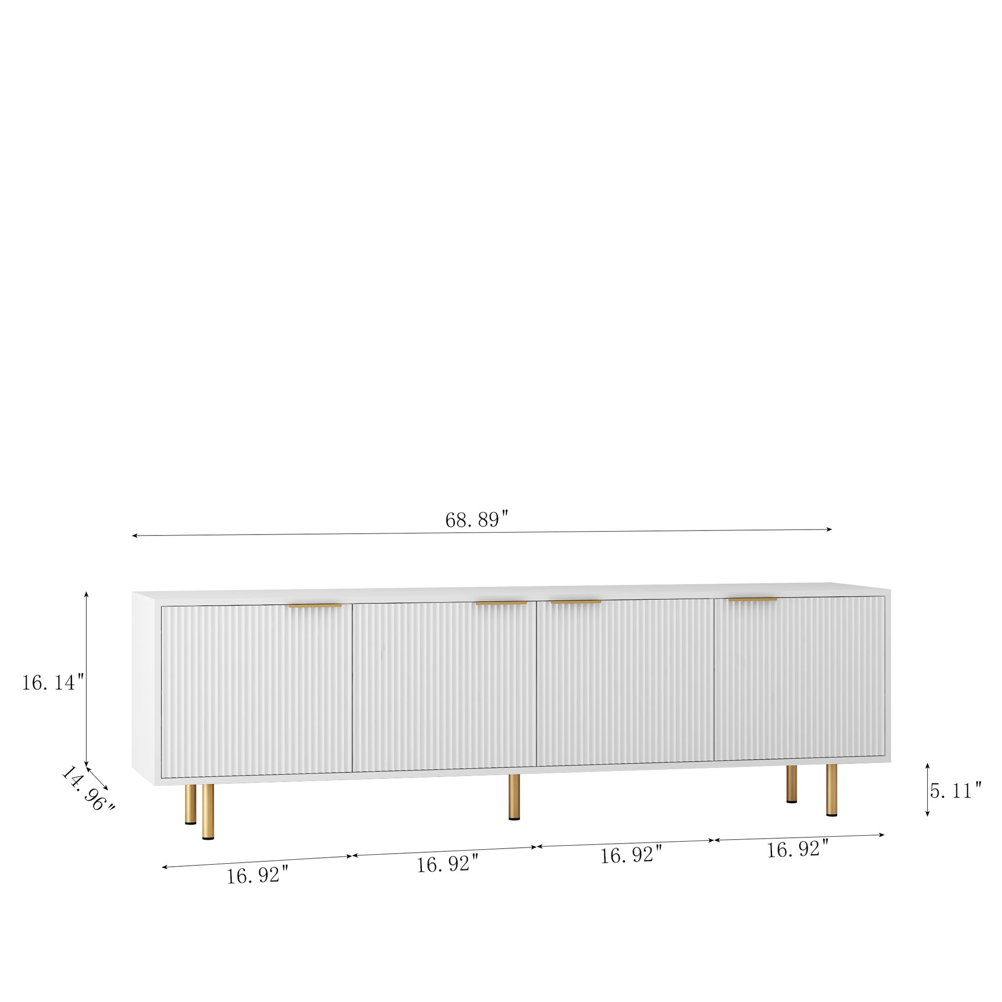 White Modern TV Stand Fluted T, Entertainment Center With Storage Doors, TV Console Media Cabinet, For 55 Inch TV, Living Room