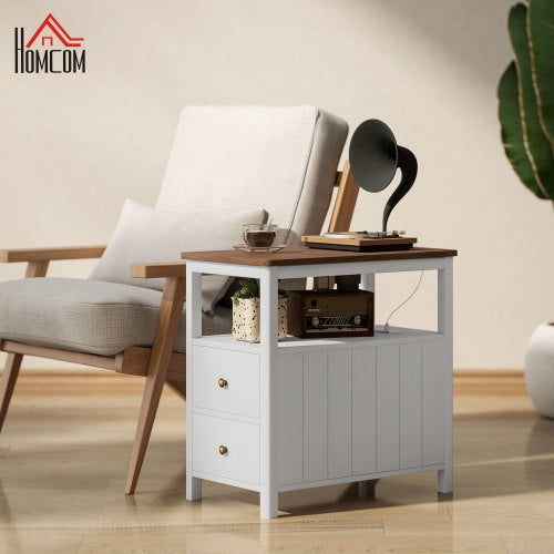 HOMCOM Modern End Table With Charging Station And USB Ports, Narrow CJDropshipping