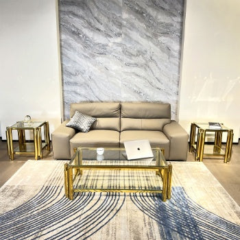 Modern Stainless Steel Coffee Table Set Set Of 3, Double-Layer Clear Tempered Glass Table Top, Coffee Table  Two End Side Table 3-Pieces Sets For Living Room Home Office CJDropshipping