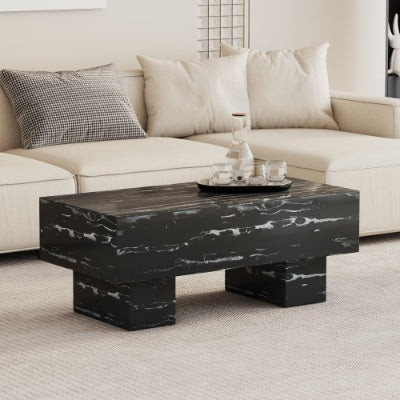 The Black Coffee Table Has Patterns. Modern Rectangular Table, Suitable For Living Rooms And Apartments. 43.3X21.6X17.2 CJDropshipping