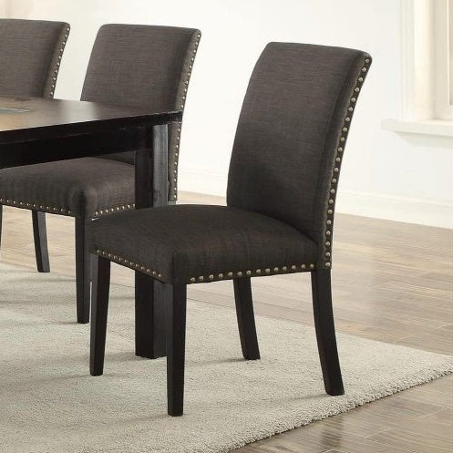 Dining Room Chairs Ash Black Polyfiber Nail Heads Parson Style Set Of 2 Side Chairs Dining Room Furniture CJDropshipping