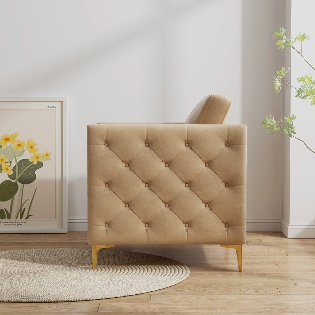 Accent Chair for Living Room Upholstered  Arm Chair with Metal Legs Sangria Beech