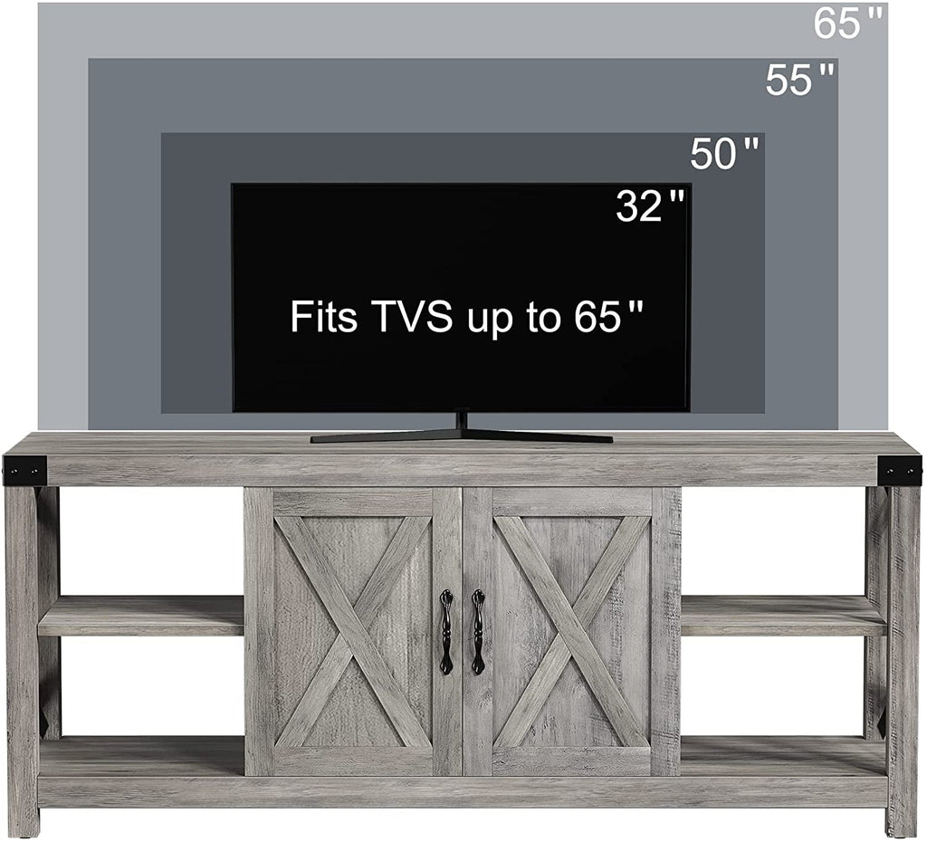 Farmhouse Grey TV Stand for 50-65 Inch Tvs Peach Maple