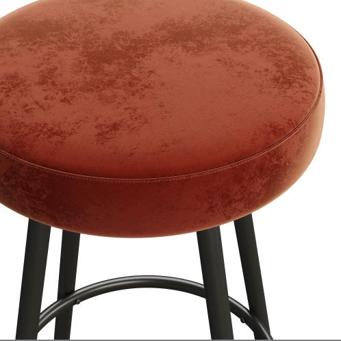 Modern Glam Upholstered Faux Velvet Bar Stool Rust