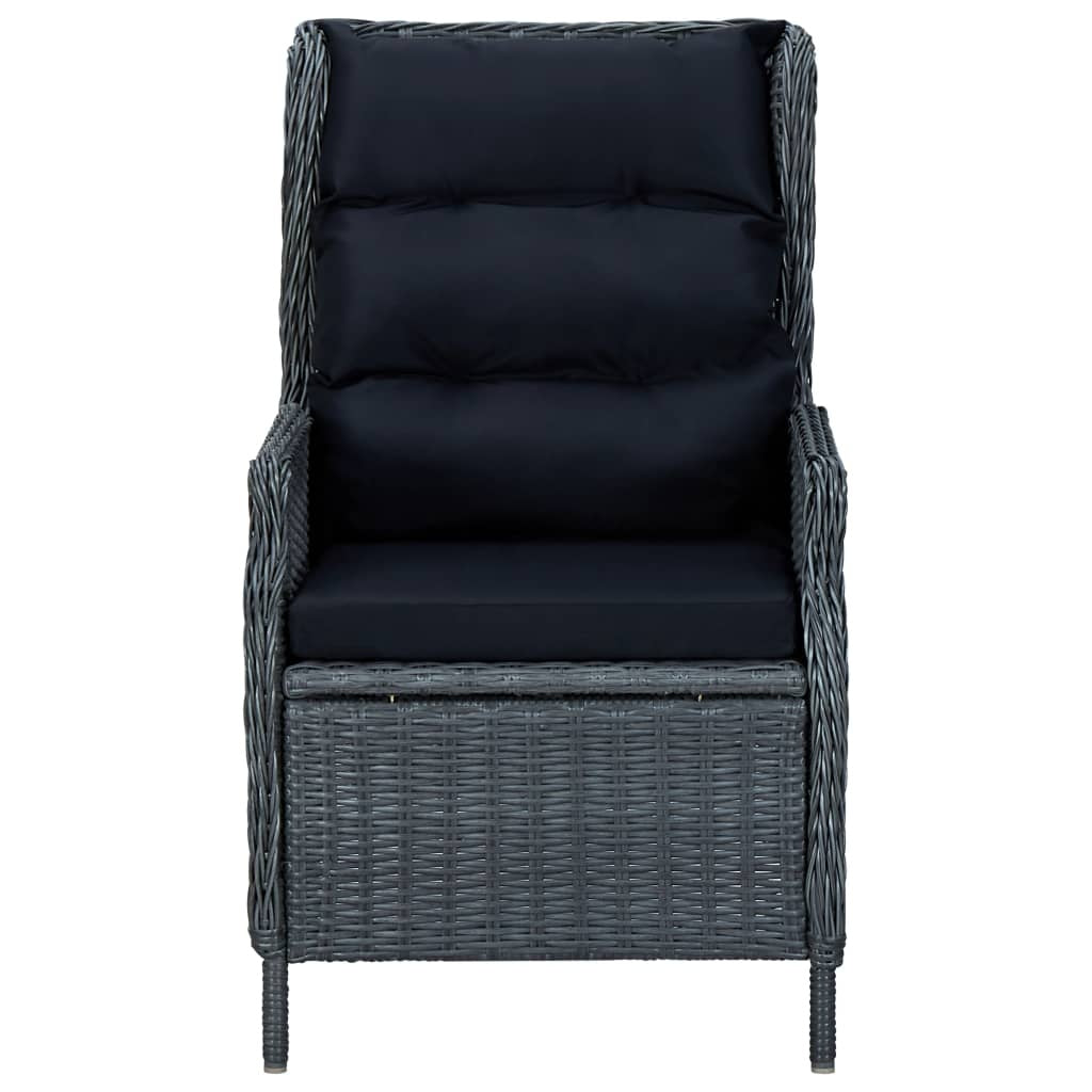 Adjustable Garden Chair with Cushions Poly Rattan Dark Grey