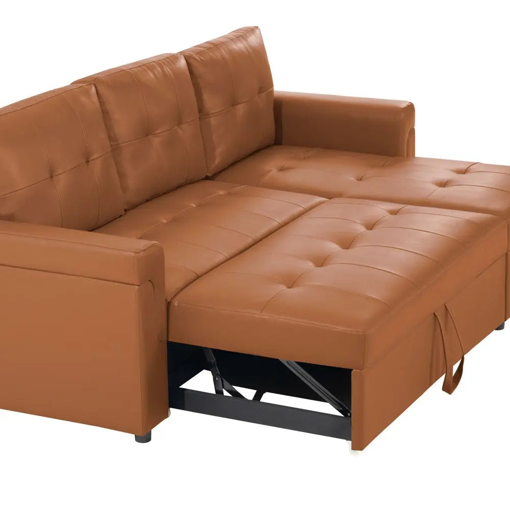 Reversible Sleeper Sectional with Chaise and Storage Peach Maple