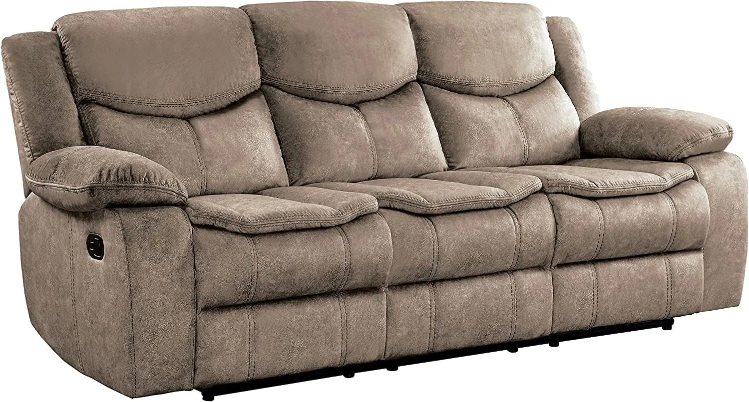 Bay Manual Double Reclining Sofa, Brown Peach Maple