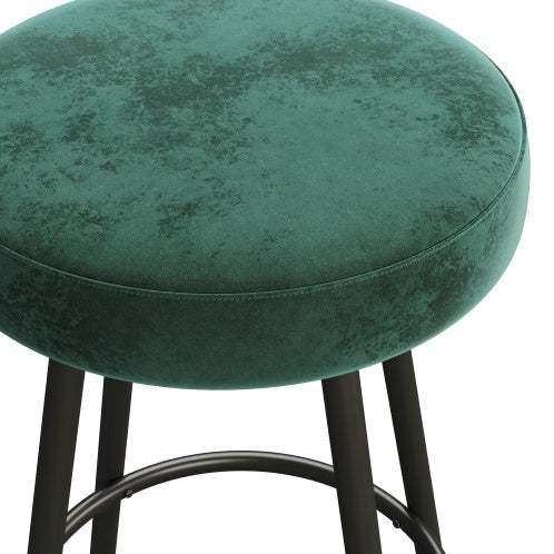 Modern Glam Upholstered Faux Velvet Bar Stool Emerald