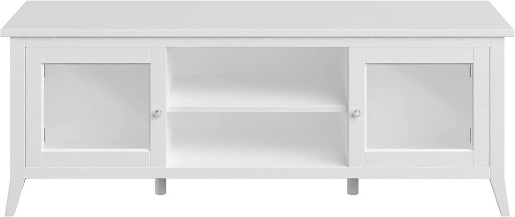TV Stand - 55-Inch Storage Cabinet with 2 Cubbies and 2 Shelves - Peach Maple
