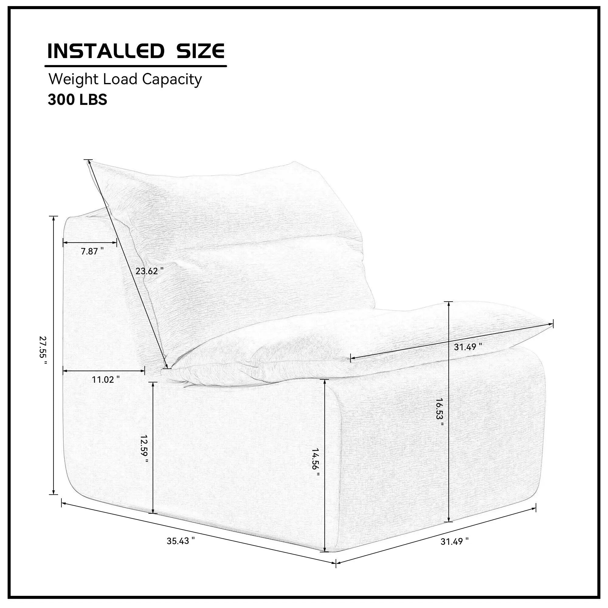 Accent Armless Chair Lazy Floor Seating, Single Sofa Lounger Leisure Sangria Beech