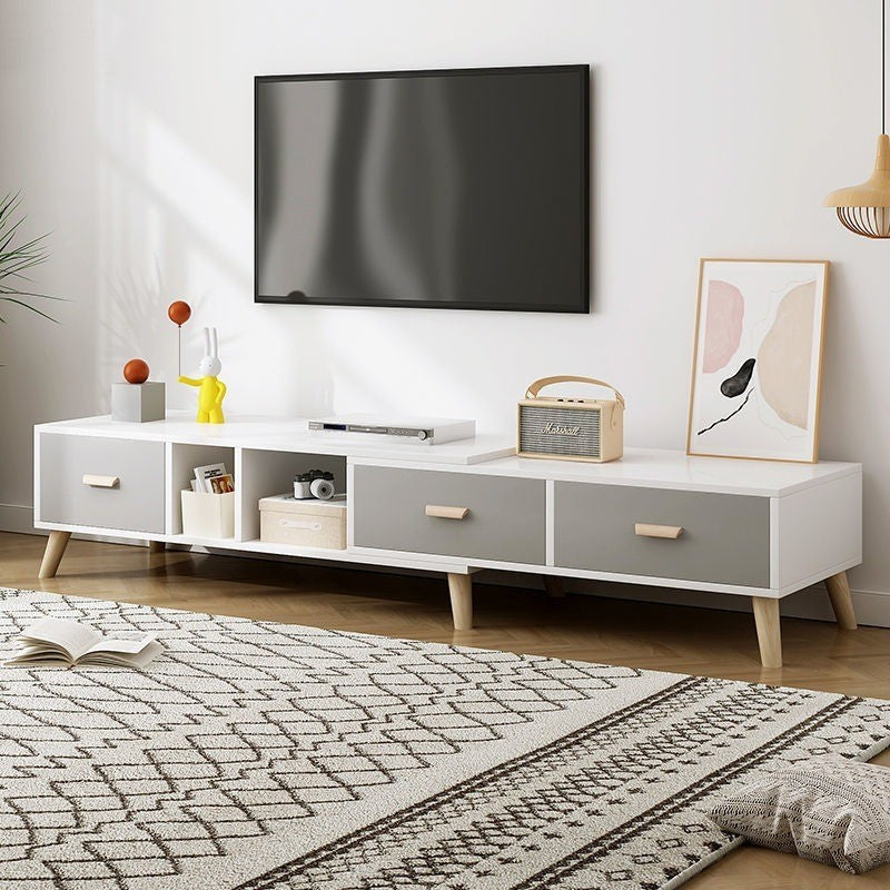 TV Cabinet Small Apartment Living Room Combination Retractable TV Cabinet Peach Maple