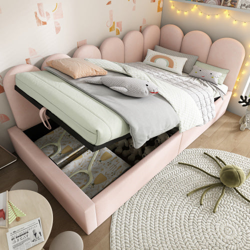 Upholstered Daybed Bed With Storage,Ottoman Bed 3FT Single Sofa Bed 90X190cm, Daybed With Hydraulic Storage Bed Frame, With Metal Slatted Frame, Velvet,  No Mattress