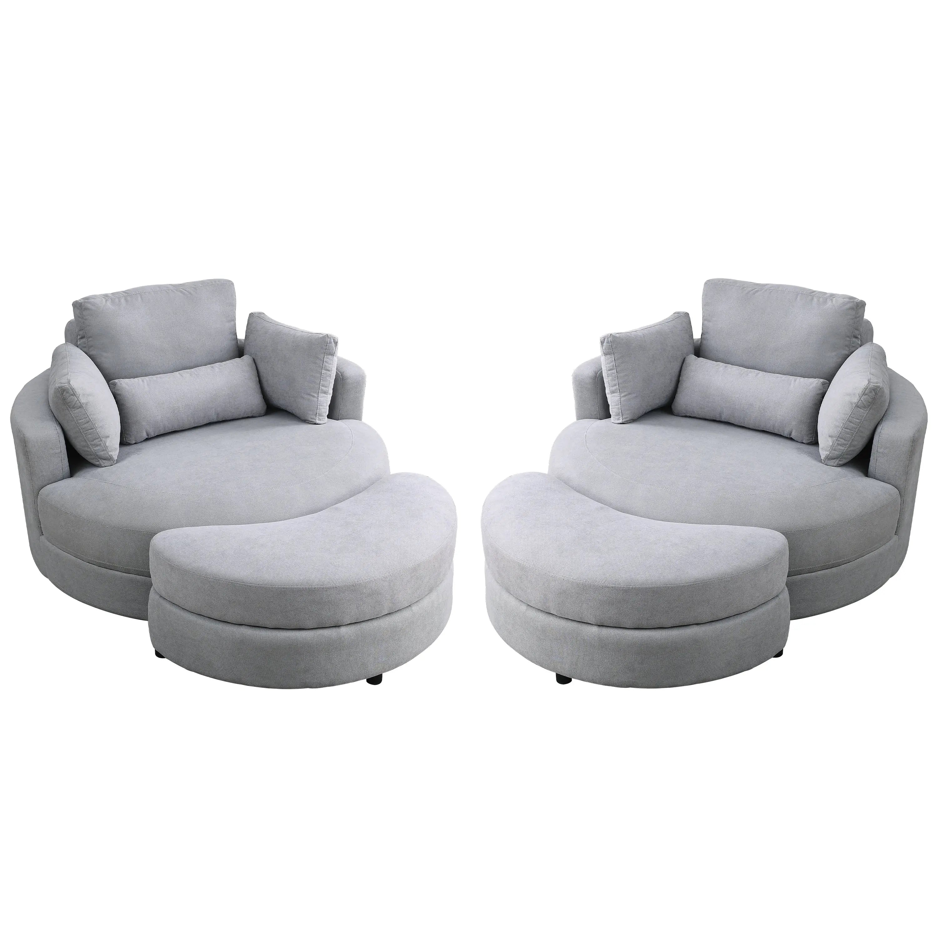 Swivel Accent Barrel Modern Grey Sofa Lounge Club Big Round Chair with Sangria Beech