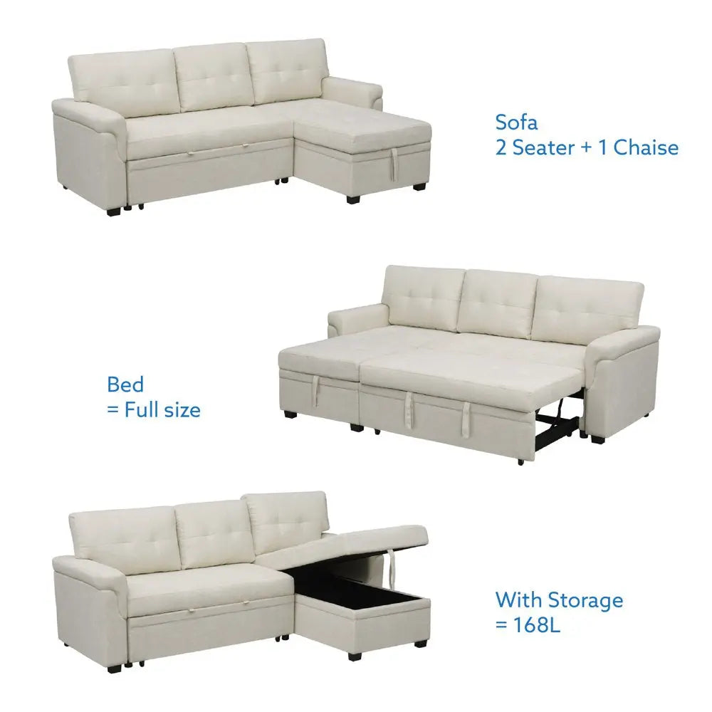 L-Shaped Velvet Sleeper Sectional with Storage Peach Maple