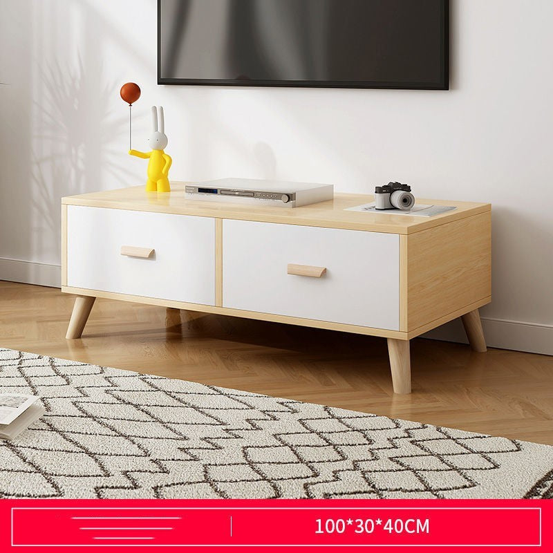 TV Cabinet Small Apartment Living Room Combination Retractable TV Cabinet Peach Maple