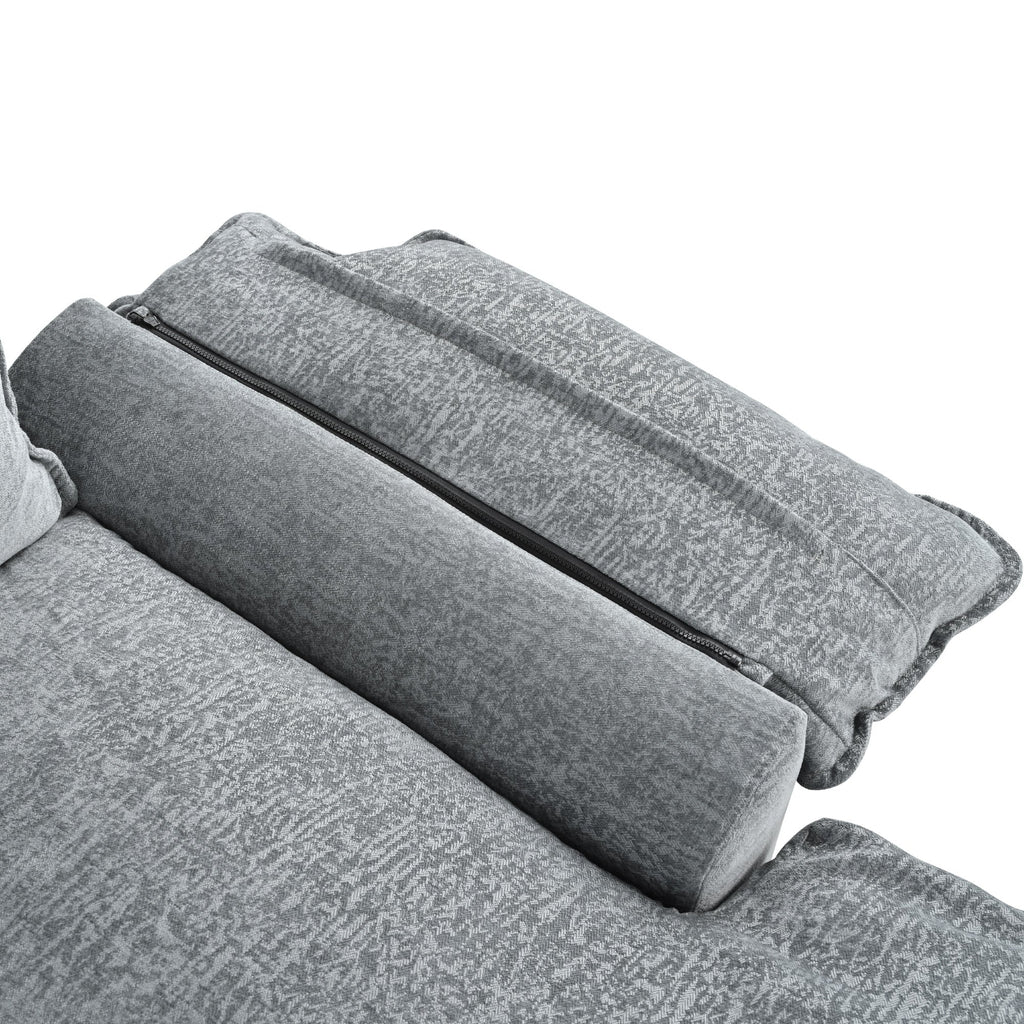 U-Shaped Chenille Sectional Sofa with Adjustable Armrest Pillows -
