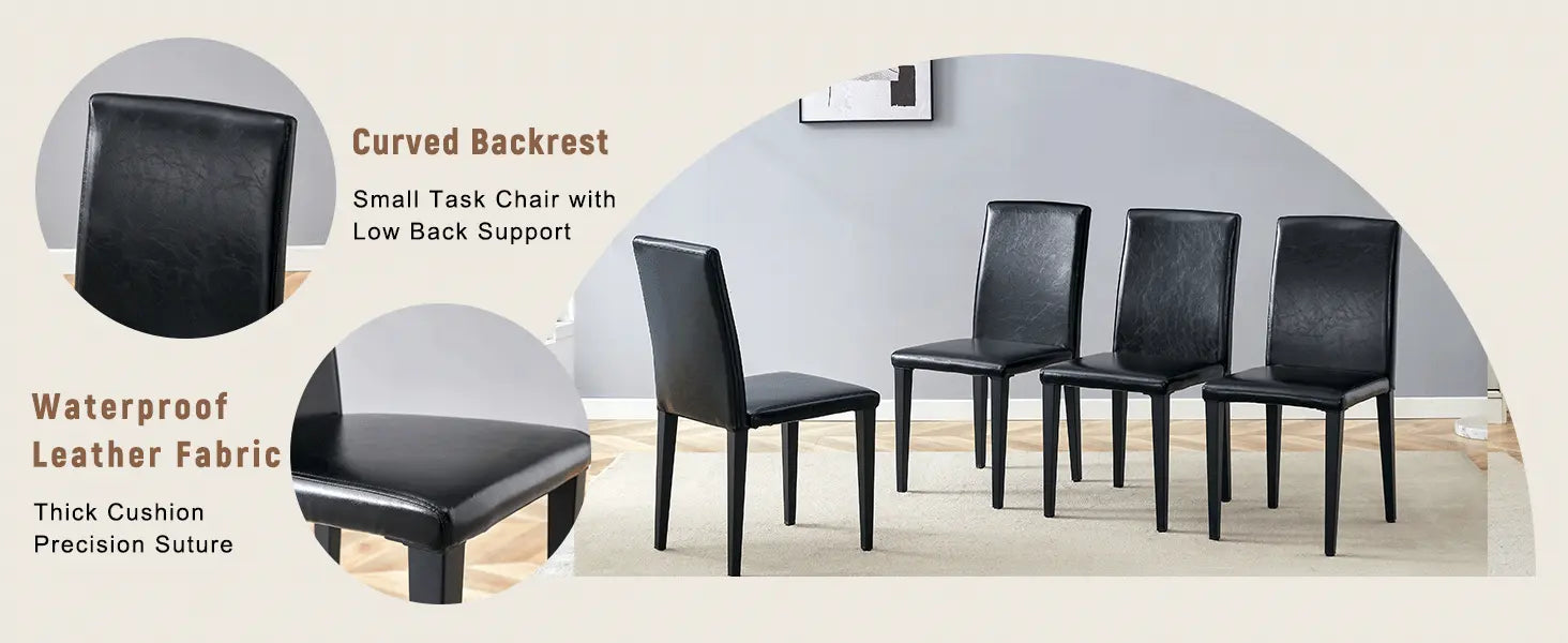 Table and chair set.71*35.4 inch Wooden And Black Spliced Dining Table Sangria Beech