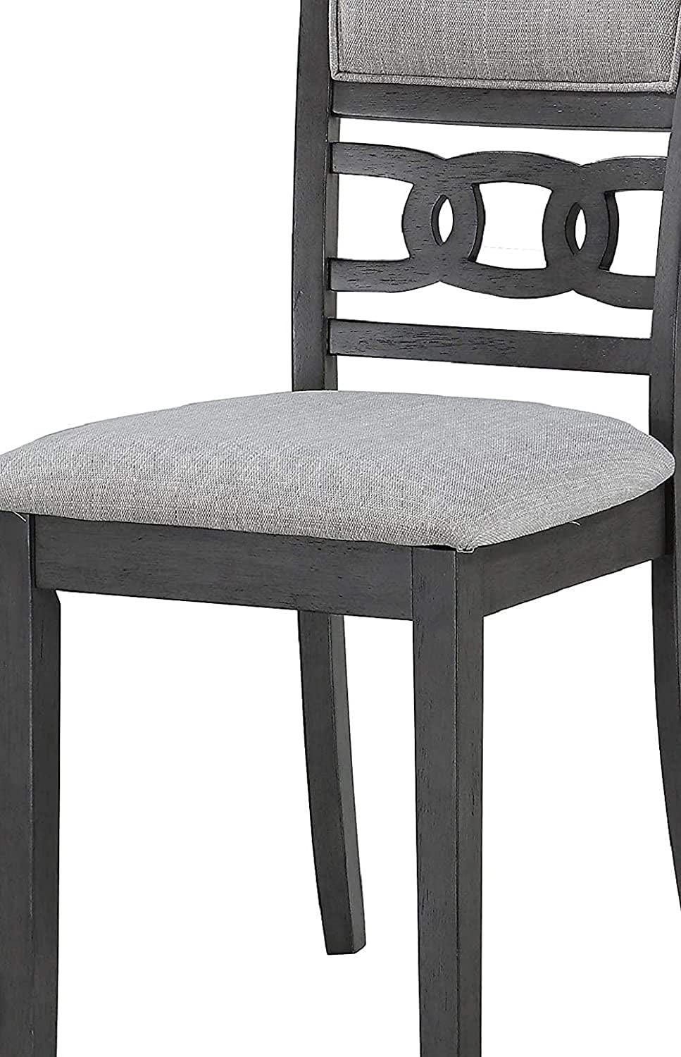 Gray 5-Piece round Dining Set with 1 Table and 4 Chairs Peach Maple