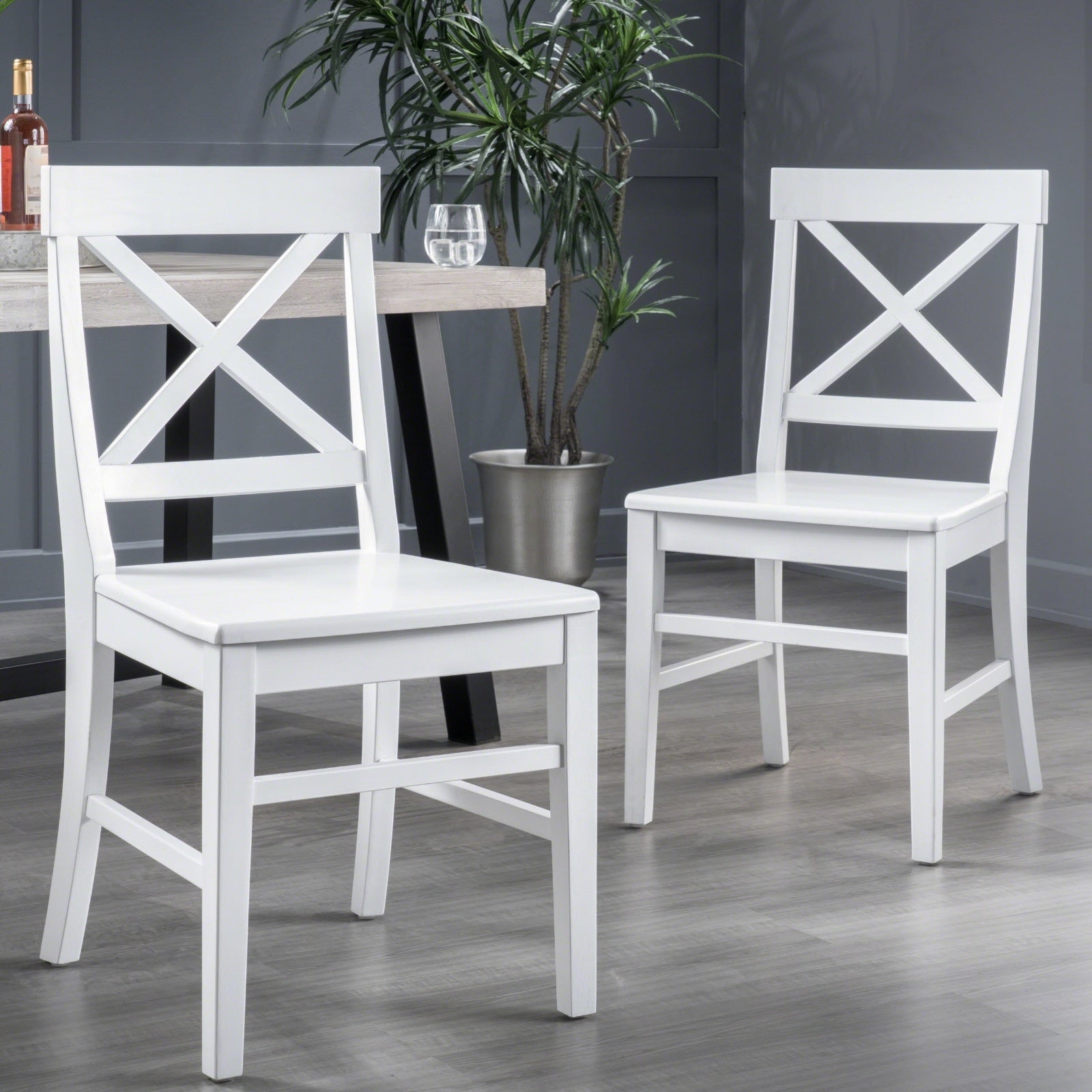 Acacia Wood Dining Chairs, White CJDropshipping