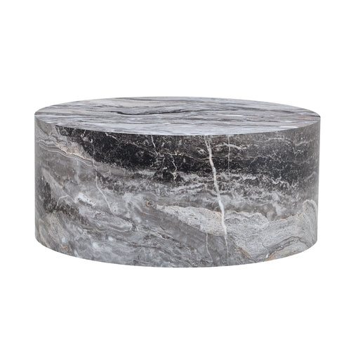 Simple Grey Marble Textured Cylindrical Coffee Table, Industrial Style Sangria Beech