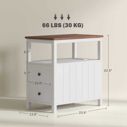 HOMCOM Modern End Table With Charging Station And USB Ports, Narrow CJDropshipping