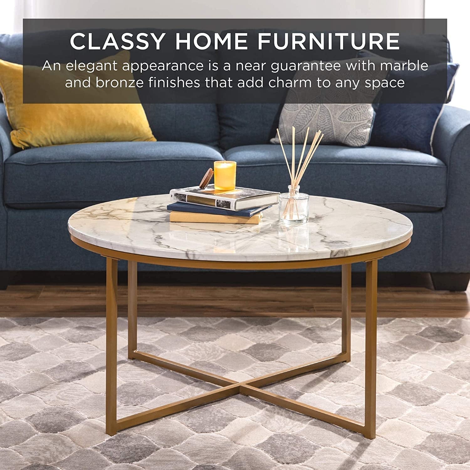 Round Coffee Table, Modern Boho Home Décor Peach Maple