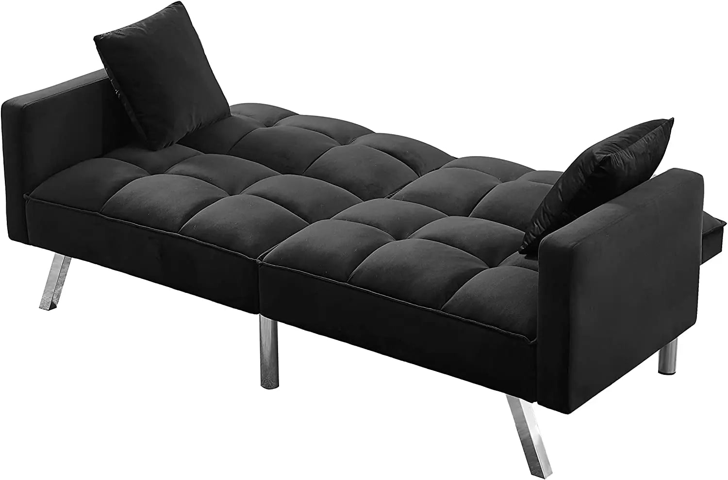 Adjustable Loveseat Sofa Bed with Metal Legs Peach Maple