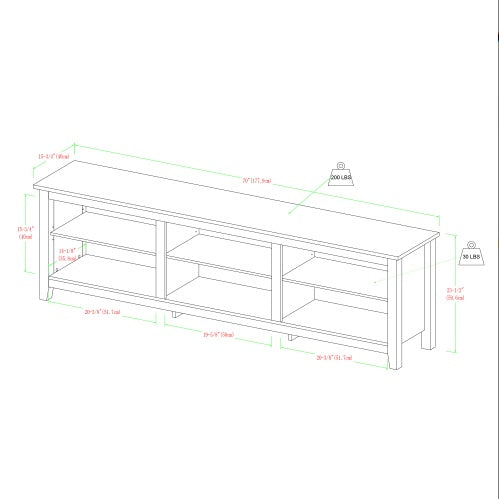 Modern Transitional 3-Shelf Open Storage TV Stand For TVs - Charcoal