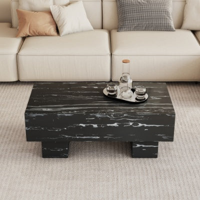 The Black Coffee Table Has Patterns. Modern Rectangular Table, Suitable For Living Rooms And Apartments. 43.3X21.6X17.2 CJDropshipping