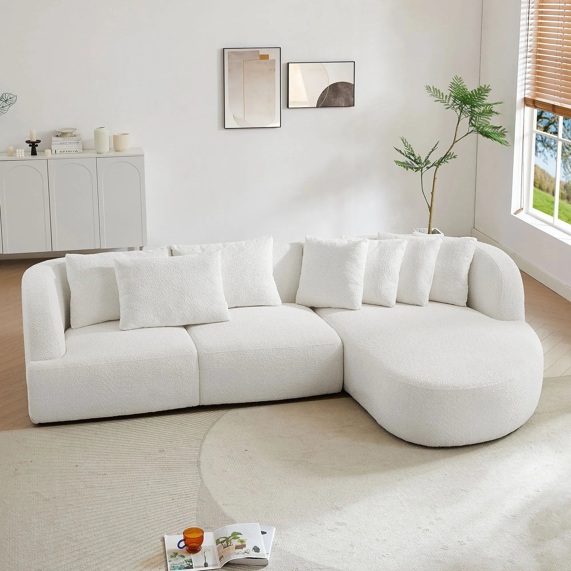 Boucle sofa,Modular Sectional Couch for Living Room Apartment Olive Phaedra