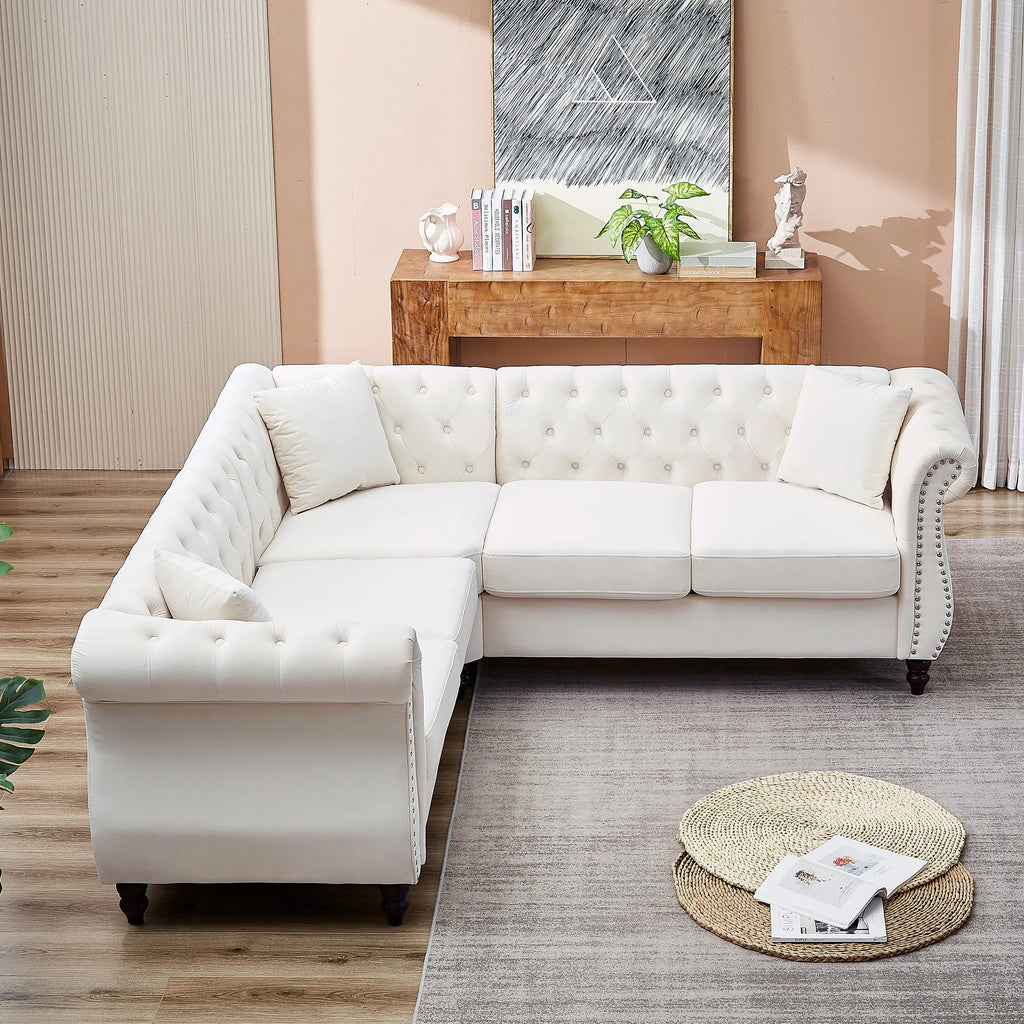 83.5-Inch Oversized Corner Sofa Covers, L-Shaped Sectional Couch, Sangria Beech