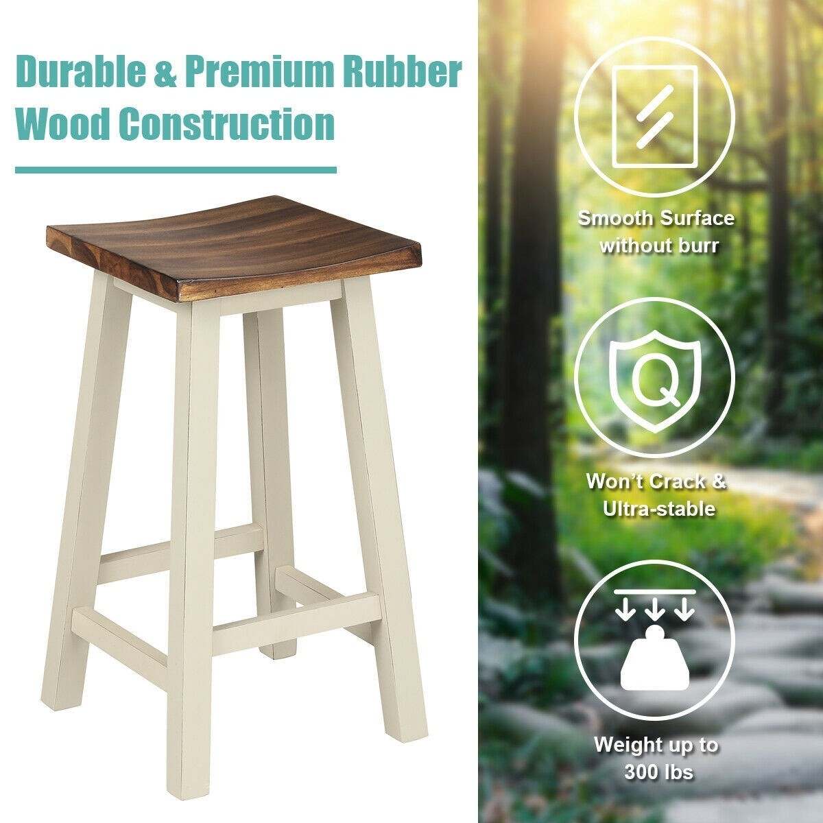 Counter Height Pub Table With 2 Saddle Bar Stools