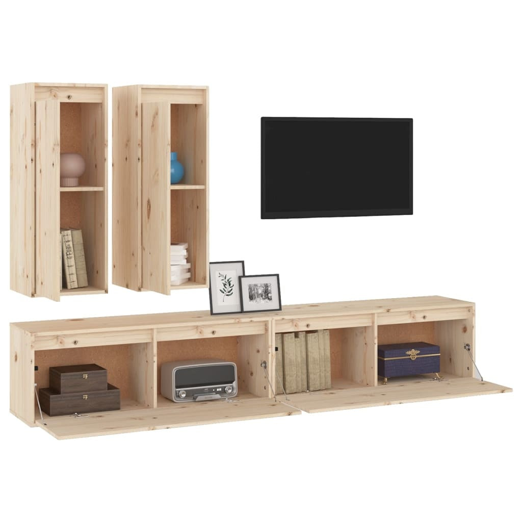 TV Cabinets 4 pcs Solid Pinewood