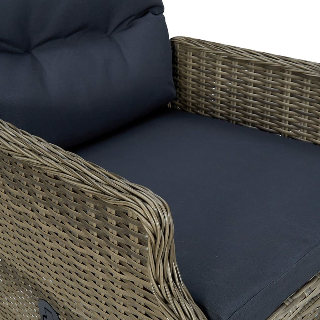 Adjustable Garden Chair with Cushions Poly Rattan Brown