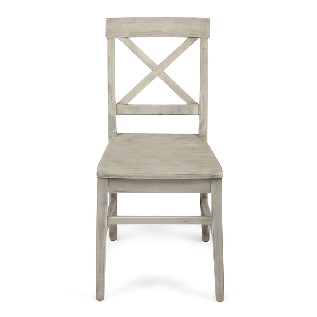 Acacia Wood Dining Chairs, Light Grey Wash, 21D X 17.75W X 35.5H Inch  Set Of 2 CJDropshipping