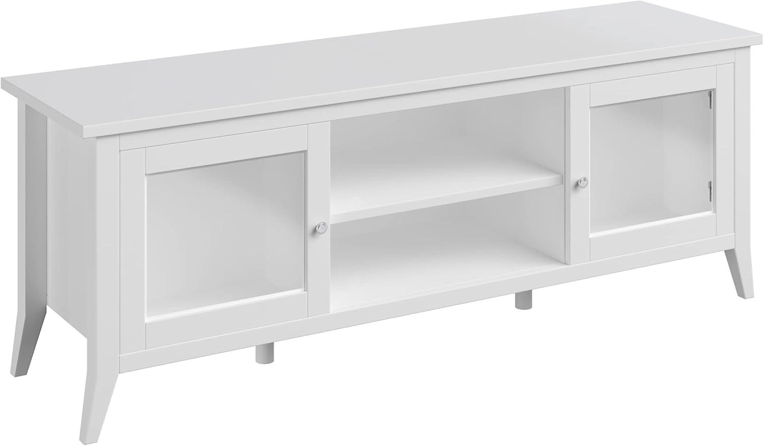 TV Stand - 55-Inch Storage Cabinet with 2 Cubbies and 2 Shelves - Peach Maple
