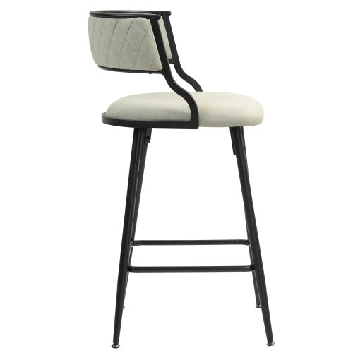 SET OF 2, 26 Counter Height Bar Stools PU Cover Kitchen Island Counter Bar Stool With Black Powder Coating Base And Footrest