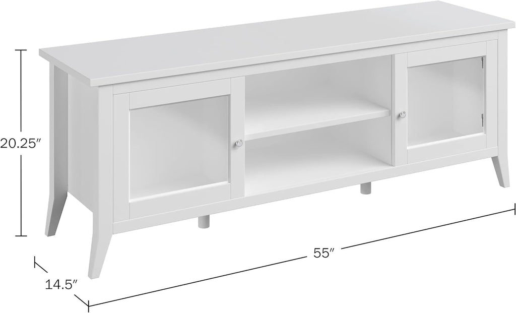 TV Stand - 55-Inch Storage Cabinet with 2 Cubbies and 2 Shelves - Peach Maple