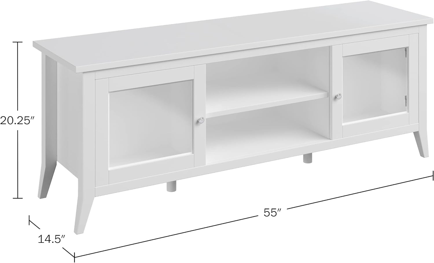 TV Stand - 55-Inch Storage Cabinet with 2 Cubbies and 2 Shelves - Peach Maple
