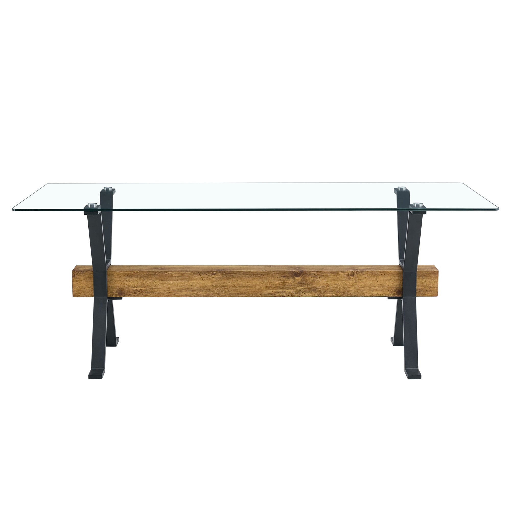 Table and chair set.79'x31.5' Inch Tempered Glass Tabletop With Sangria Beech