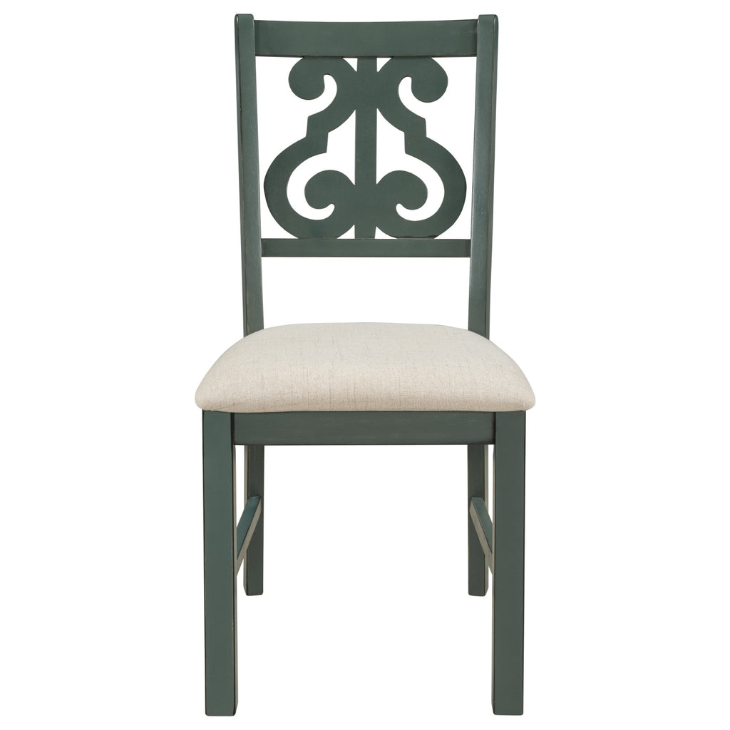 TREXM 5-Piece Round Dining Set With Fabric Chairs & Special-shaped Legs