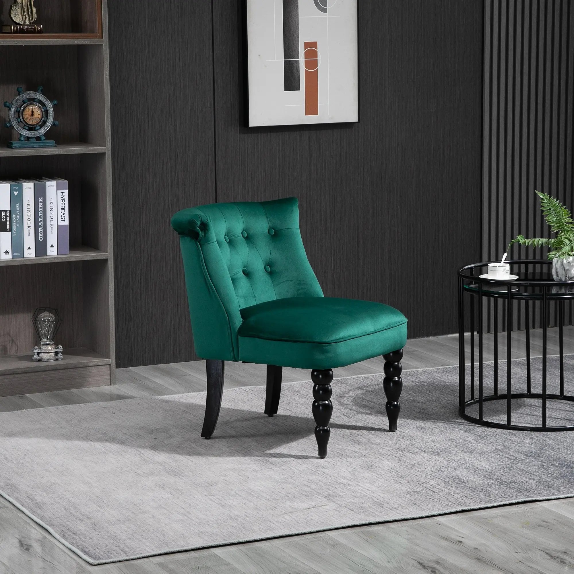 HOMCOM Vintage Leisure Accent Chair with Button Tufted Straight Back Taupe Shadow