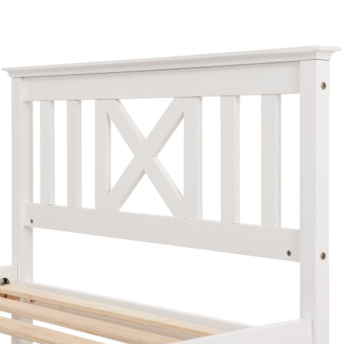 Wooden Bed Frame With Drawers Single Storage Bed Solid Pine Wood,3FT Guest Bed For Adults, Kids, Teenagers