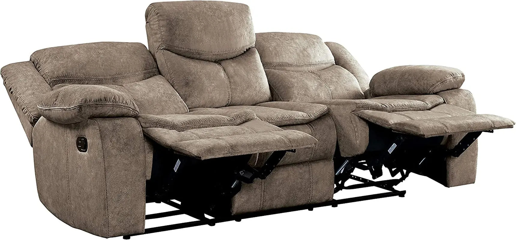 Bay Manual Double Reclining Sofa, Brown Peach Maple