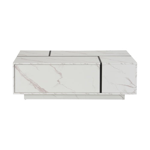 Rectangular Sliding Top Coffee Table With 2 Drawers And 2 Hidden Storage For Living Room 47.2 CJDropshipping